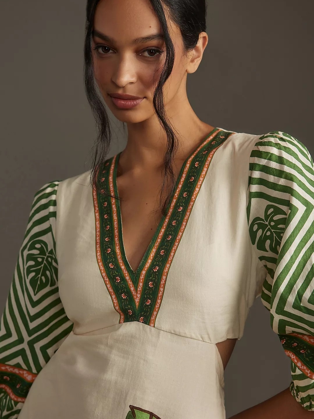 Farm Rio x Anthropologie Palm V-Neck Midi Dress. - Picture 3 of 9